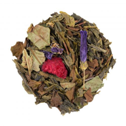 Thé vert violette - framboise, disponible à Epron chez Le Torréfacteur.