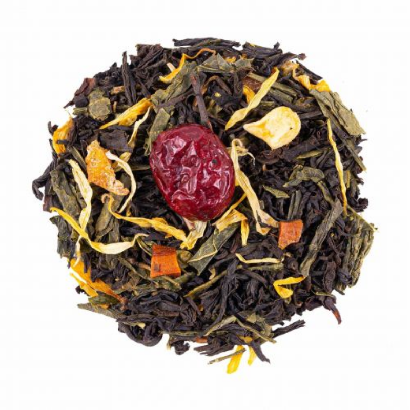 Thé Noir Mangue-Papaye, présent chez Le Torréfacteur à Epron ou en ligne.