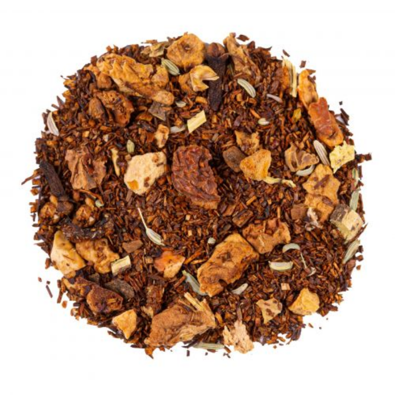 Rooibos Pomme grillée-Cannelle, présent chez Le Torréfacteur à Epron ou en ligne.