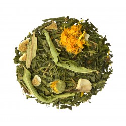 Thé vert de Chine Sencha mandarine-pamplemousse fleurs de tilleul. Le Thé du Torréfacteur.